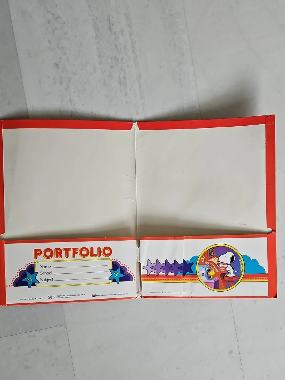 Vtg Peanuts Portfolio 2 pocket folder